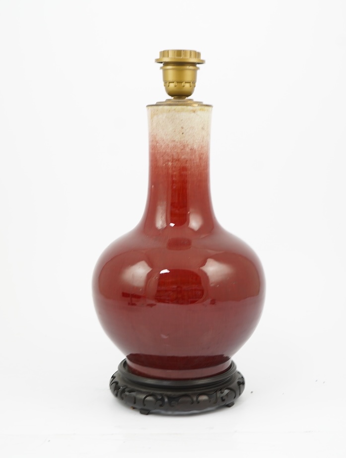 A Chinese Langyao bottle vase, 18th century, mounted as a lamp
